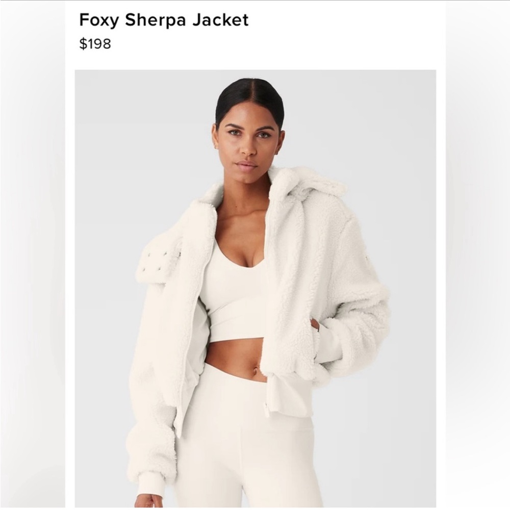 Alo Sherpa small crop jacket. It’s super cute and cozy.